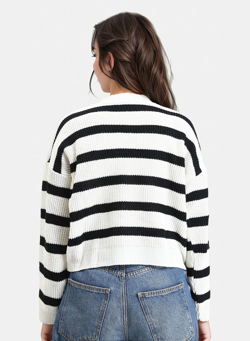Ravin Women Long Sleeve Striped Knit Pullover - Image 2